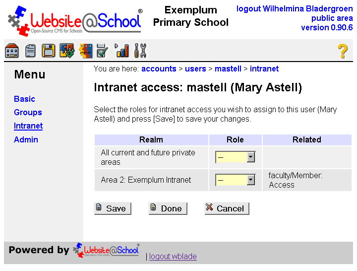 [ Intranet access: username (Full Name), Related: faculty/Member Access ]