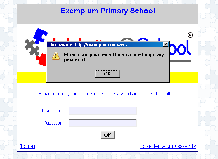 [ Exemplum Primary School, pop up: see email, message= see email ]
