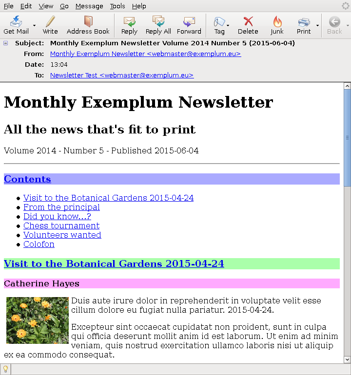 [ newsletter compose testmail contents ]