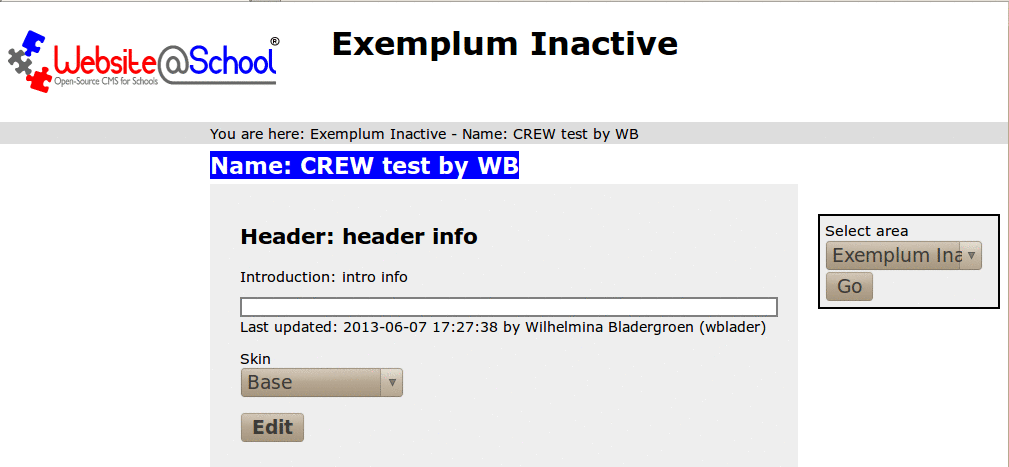 [ CREW webpage test: visitor with read + write permissions, empty text field ]