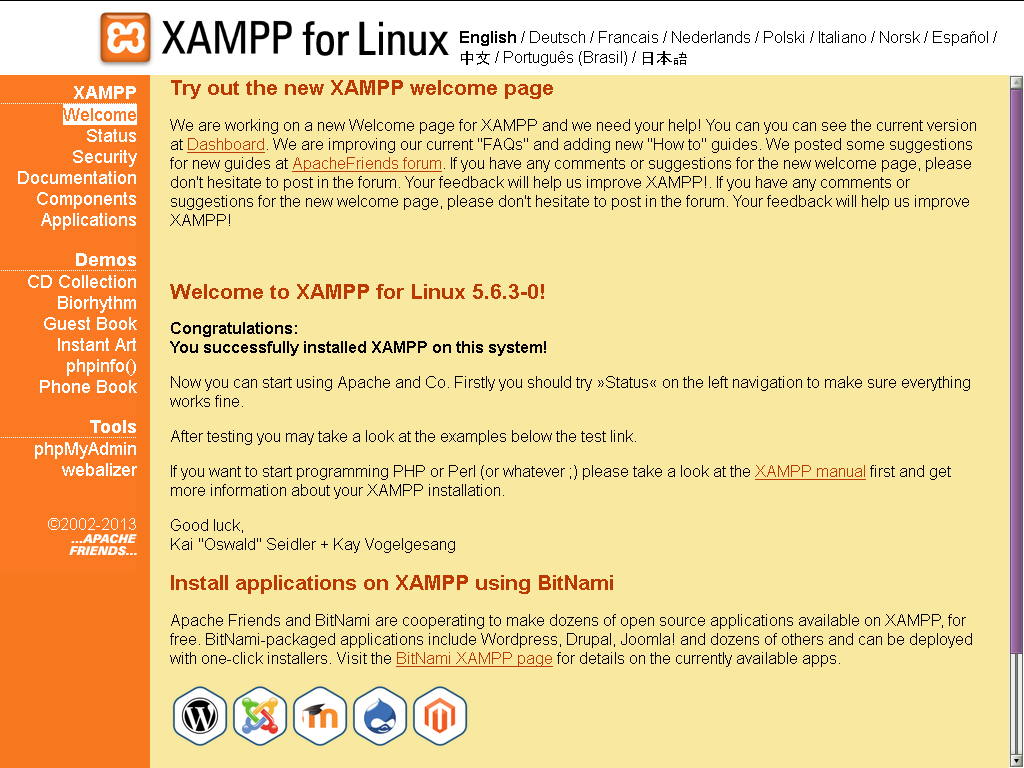 [ XAMPP: linux welcome page ]